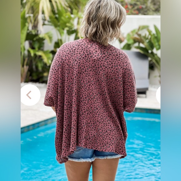 Animal Print Dolman Short Sleeve Cardigan Medium - Picture 3 of 7